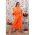 Халат женский длинный шаль ХВ-001 оранжевый велсофт