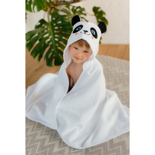 Полотенце-уголок махровый "Звери" Белая панда