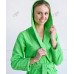 Халат женский короткий с капюшоном махра зеленый