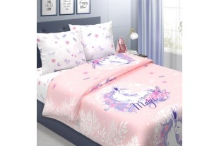 Детское постельное белье Единорог розовый 